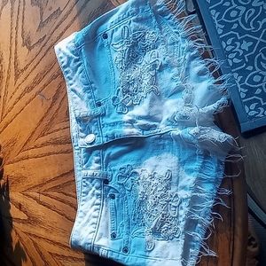 American eagle white floral cut out festive cutoff shorts short shorts NEW NWOT